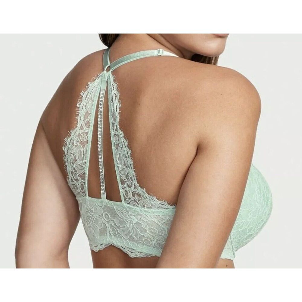 Victoria's Secret‎ Very Sexy 36DD Front Close Lace Shine Strap Push-Up Bra Mint